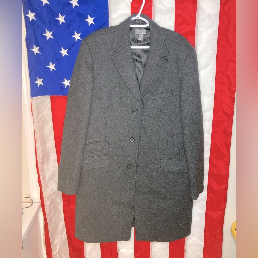 Mens H&M Gray Wool Topcoat Size 44R